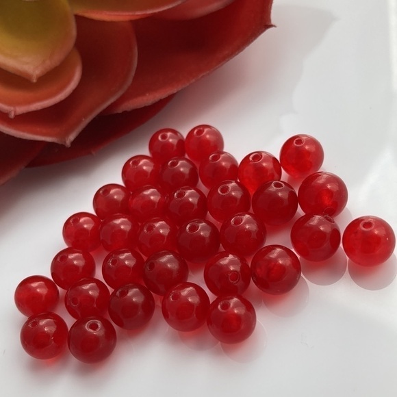 Red Jade & Silver Wire Wrapped Minimalist Earrings - Picture 7 of 12